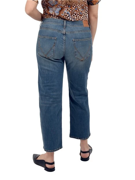 JEANS BOYFRIEND IN DENIM ELASTICIZZATO DONNA BLU