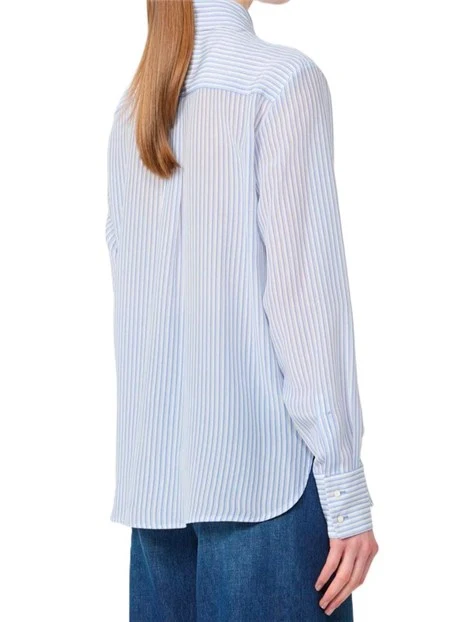 CAMICIA IN SETA DOPPIO BOTTONE IN METALLO DONNA CELESTE