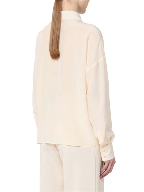 BLUSA IN PURA SETA CON SCOLLO A GOCCIA DONNA AVORIO