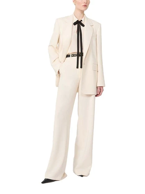 BLUSA IN PURA SETA CON SCOLLO A GOCCIA DONNA AVORIO