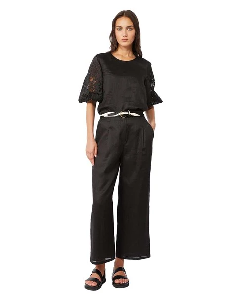 PANTALONI CROPPED CON PIENCES DONNA NERO