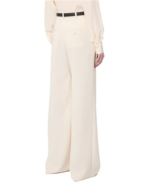 PANTALONI WIDE LEG IN CADY TECNICO CON CINTURA DONNA AVORIO