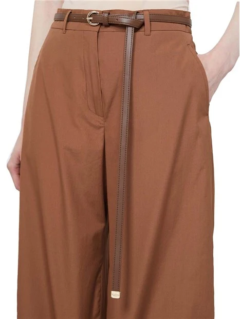PANTALONI PALAZZO CON CINTURA ABBINATA INCLUSA DONNA MARRONE