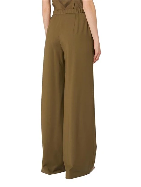 PANTALONI PALAZZO CON COULISSE E VITA ELASTICIZZATA DONNA MARRONE