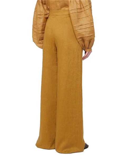 PANTALONI PALAZZO IN PURO LINO DONNA GIALLO