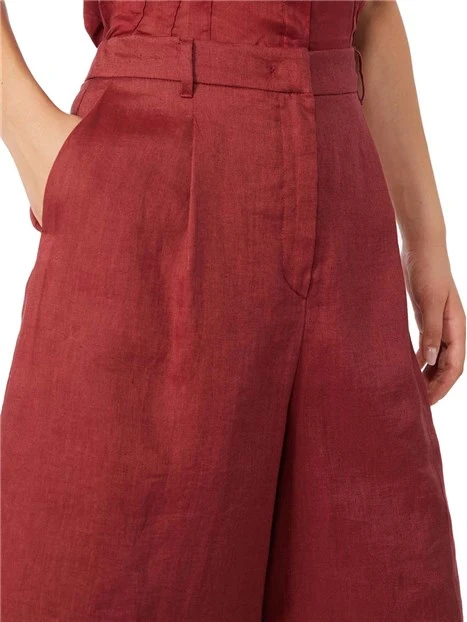 SHORTS  IN LINO LINEA SVASATA DONNA ROSSO