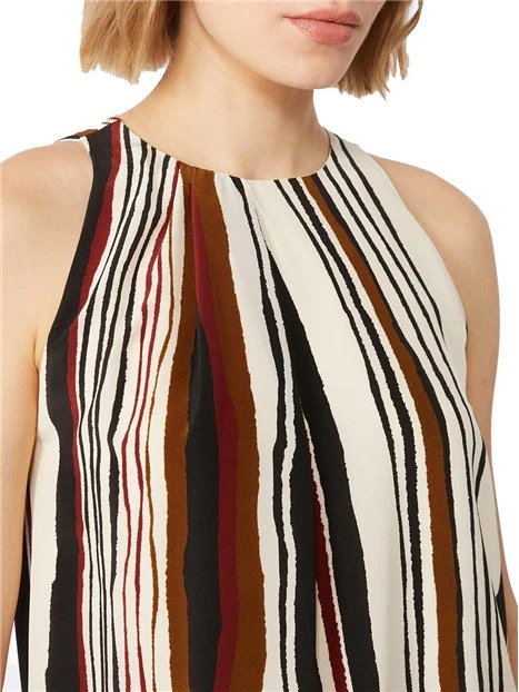 TOP SMANICATO FANTASIA A RIGHE DONNA ECRU'