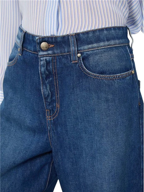 JEANS PALAZZO CHIUSURA ZIP E BOTTONE DONNA BLU JEANS