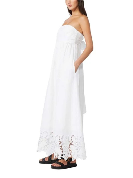 VESTITO LUNGO IN LINO CON RICAMO DONNA BIANCO