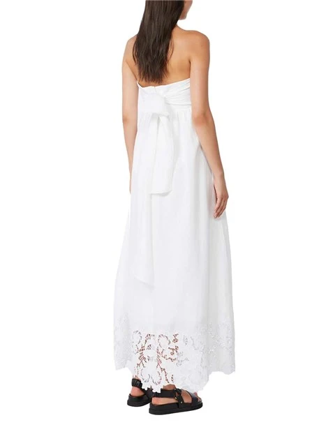 VESTITO LUNGO IN LINO CON RICAMO DONNA BIANCO