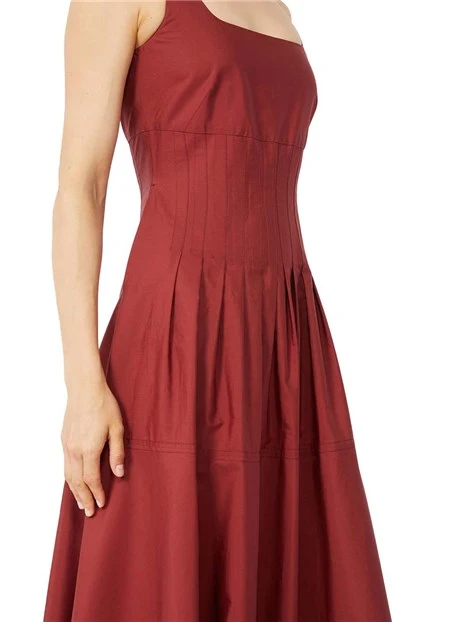 VESTITO LUNGO CON EFFETTO CORSETTO DONNA ROSSO