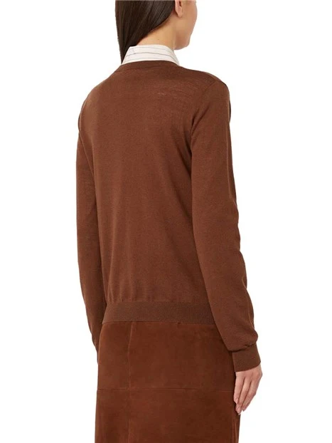 MAGLIA GIROCOLLO FANTASIA ROMBO DONNA MARRONE