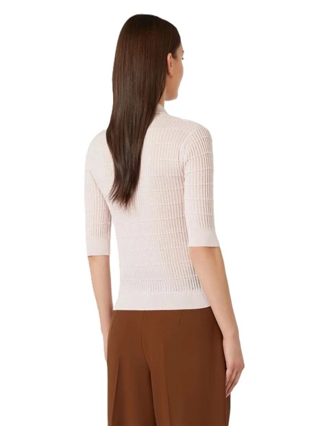 POLO IN FILATO DI LANA E SETA DONNA ROSA