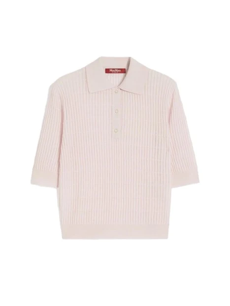 POLO IN FILATO DI LANA E SETA DONNA ROSA