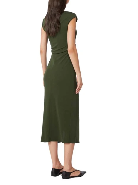 VESTITO LUNGO FODERATO SCOLLO A V DONNA VERDE