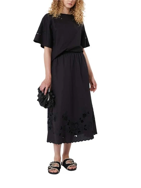 GONNA LUNGA CON RICAMI ALLE ESTREMITA' DONNA NERO