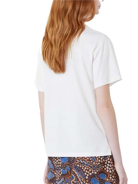 T-SHIRT MANICA CORTA CON GRAFICHE RICAMATE DONNA BIANCO