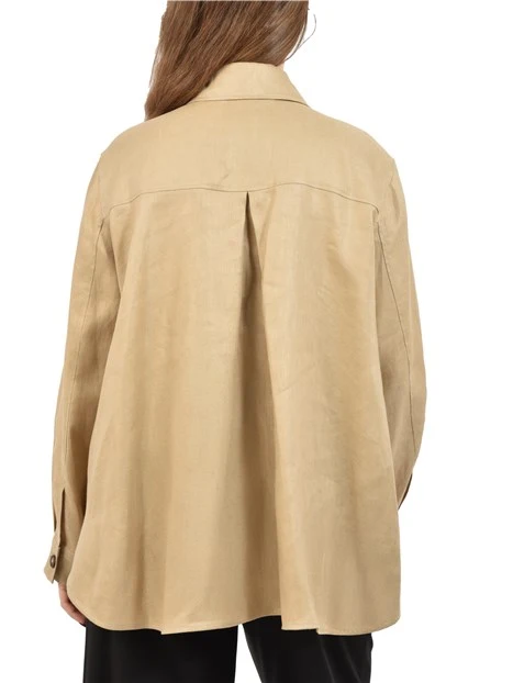 GIACCA MONOPETTO IN GARBADINA DI PURO LINO DONNA BEIGE