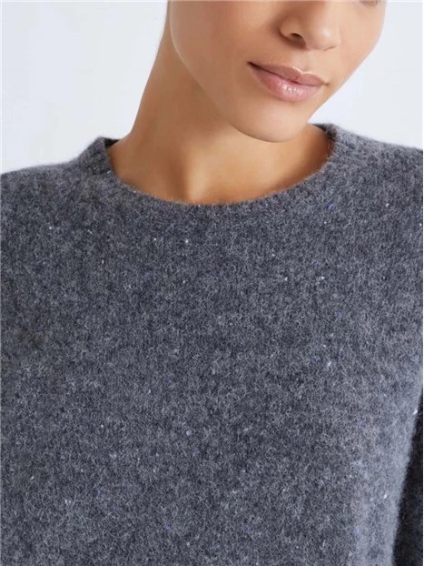 MAGLIA GIROCOLLO IN MISTO ALPACA E LANA IN FILATO BOTTONATO DONNA GRIGIO