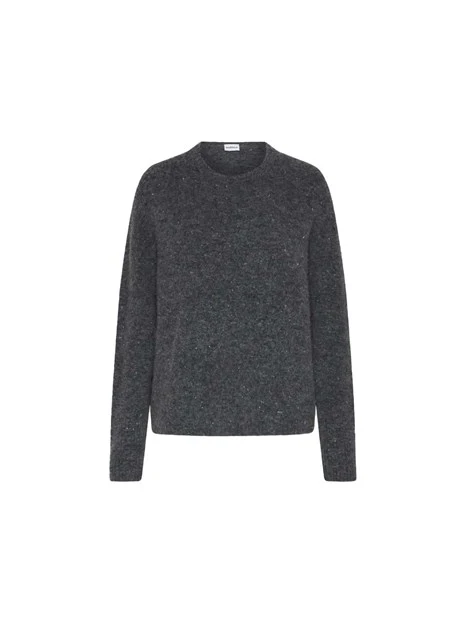 MAGLIA GIROCOLLO IN MISTO ALPACA E LANA IN FILATO BOTTONATO DONNA GRIGIO