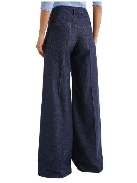 PANTALONI PALAZZO IN MISTO COTONE E RIVETTI METALLICI  DONNA BLU NAVY