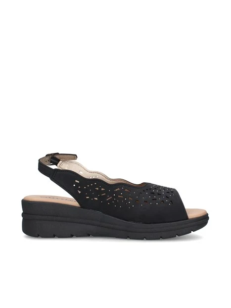SANDALI CON ZEPPA 55564 DONNA NERO