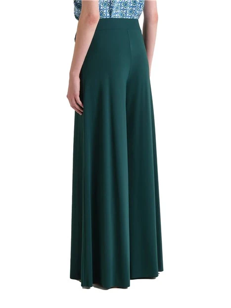 PANTALONE PALAZZO IN JERSEY LEGGERO CON ELASTICO IN VITA DONNA VERDE