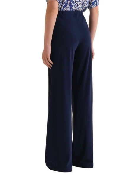 PANTALONE PALAZZO IN JERSEY LEGGERO CON VITA ELASTICIZZATA DONNA BLU