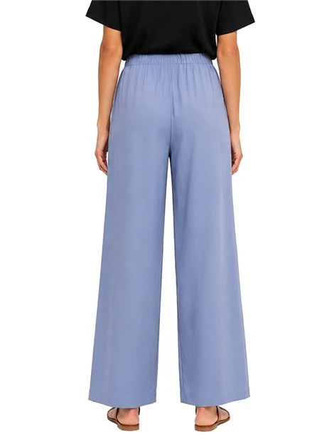 PANTALONE PALAZZO CON PINCES FRONTALI ED ELASTICO IN VITA DONNA AZZURRO