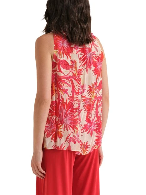 TOP SMANTICATO CON SCOLLO ALL'AMERICANA E FUSCIACCA DONNA ROSSO