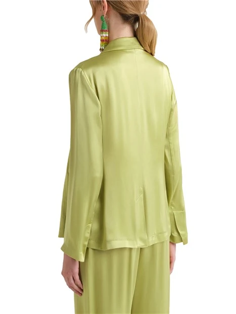 GIACCIA IN ENVERS SATIN DESTRUTTURATA CON UN BOTTONE DONNA VERDE
