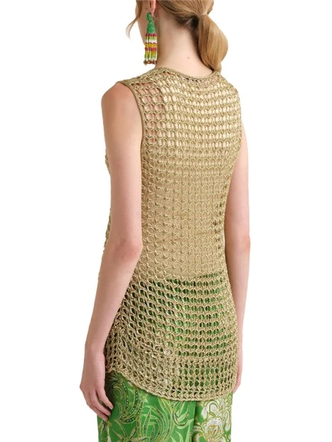 GILET IN FILATO LUREX LAVORATO A CROCHET DONNA ORO