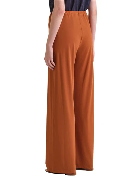 PANTALONE PALAZZO IN JERSEY LEGGERO CON VITA ELASTICIZZATA DONNA MARRONE CHIARO