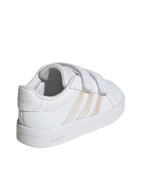 SNEAKERS BASSE CON STRAPPO E TRE STRISCE IRIDESCENTI BAMBINA BIANCO
