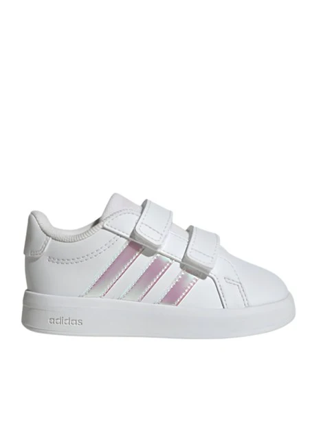 SNEAKERS BASSE CON STRAPPO E TRE STRISCE IRIDESCENTI BAMBINA BIANCO
