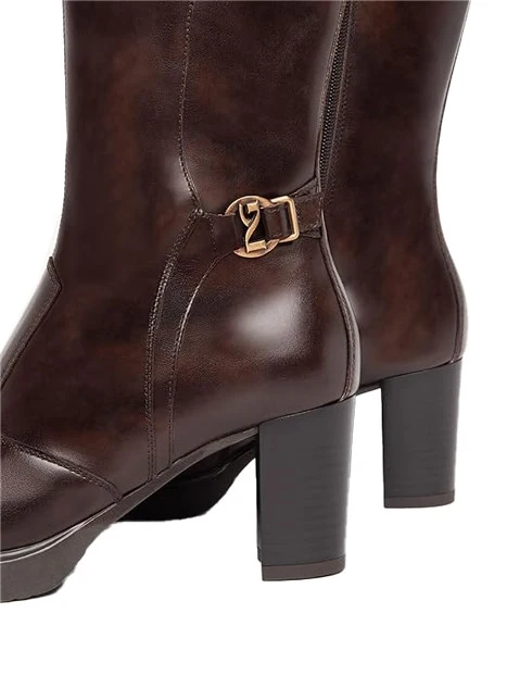STIVALI TACCO ALTO CON ZIP LATERALE DONNA MARRONE