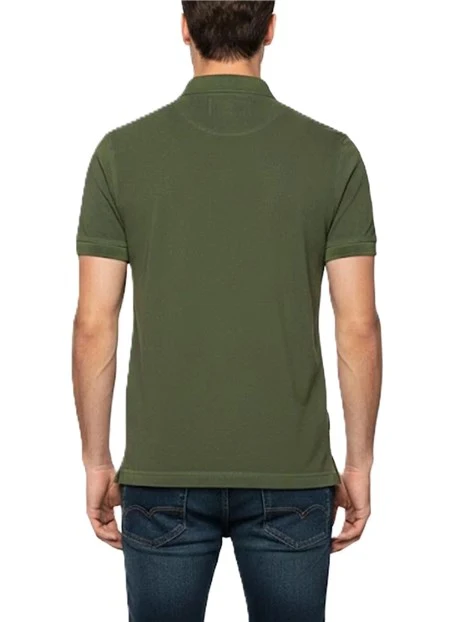 POLO MANICA CORTA IN PIQUET DI COTONE CON DETTAGLI FLUO UOMO VERDE