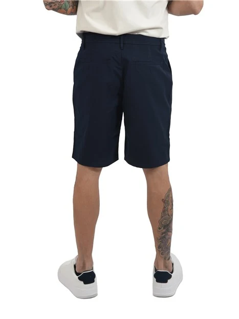 BERMUDA IN MISTO LYOCELL CON LOGO RICAMATO UOMO BLU