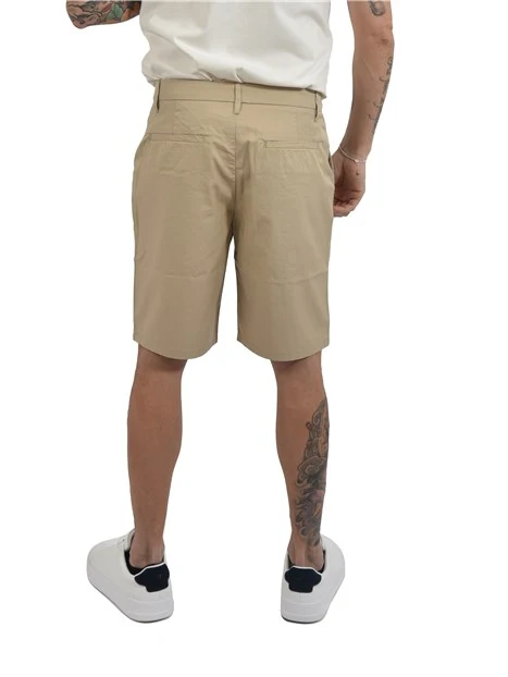 BERMUDA IN MISTO LYOCELL CON LOGO RICAMATO UOMO BEIGE
