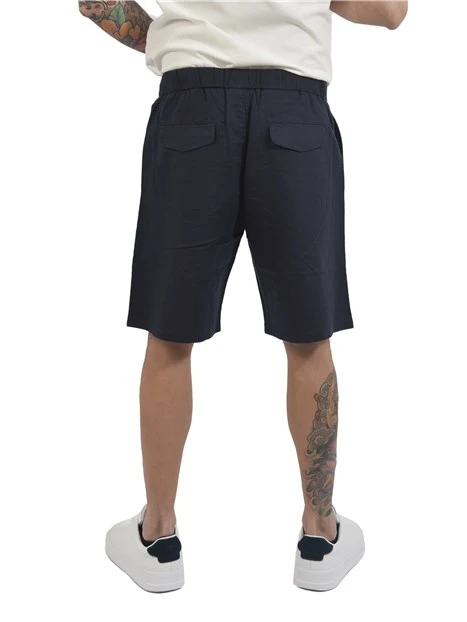 BERMUDA IN MISTO LISTO CON COULISSE UOMO BLU