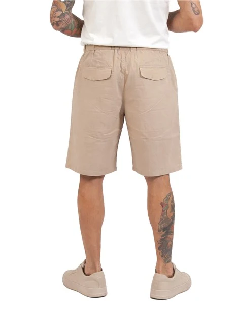 BERMUDA IN MISTO LISTO CON COULISSE UOMO BEIGE