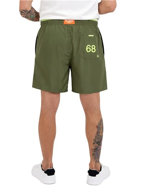 COSTUME BOXER CON COULISSE E LOGO FLUO UOMO VERDE