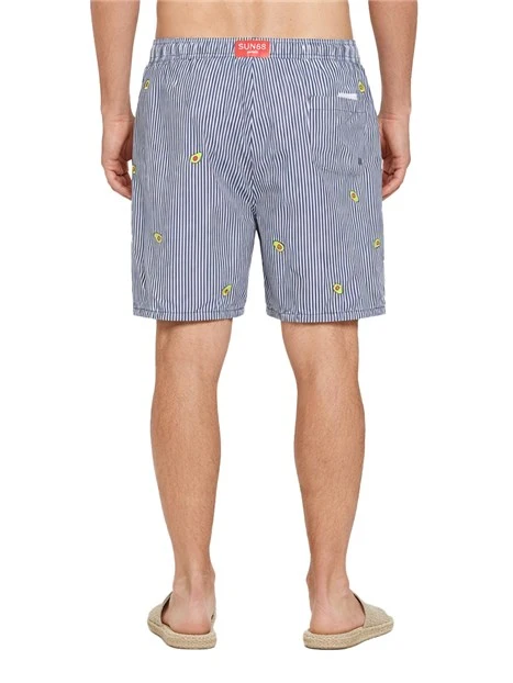 COSTUME BOXER A RIGHE CON RICAMBI FANTASIA UOMO BIANCO