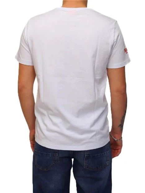 T-SHIRT MANICA CORTA IN JERSEY DI COTONE CON LOGO FLUO UOMO BIANCO