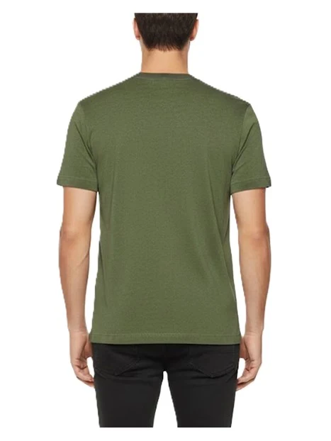 T- SHIRT MANICA CORTA CON RICAMO A CONTRASTO SU COLLO E MANICA UOMO VERDE