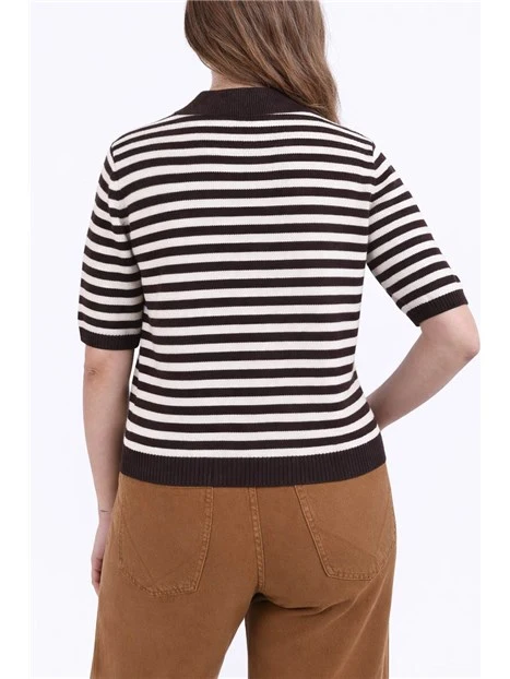 CARDIGAN A MANICA IN COTONE E SETA  DONNA MARRONE