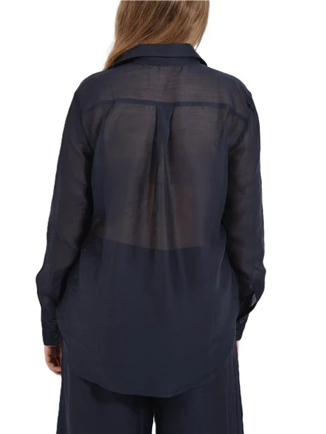 CAMICIA IN ORGANZA  IN MISTO LYOCELL DONNA BLU