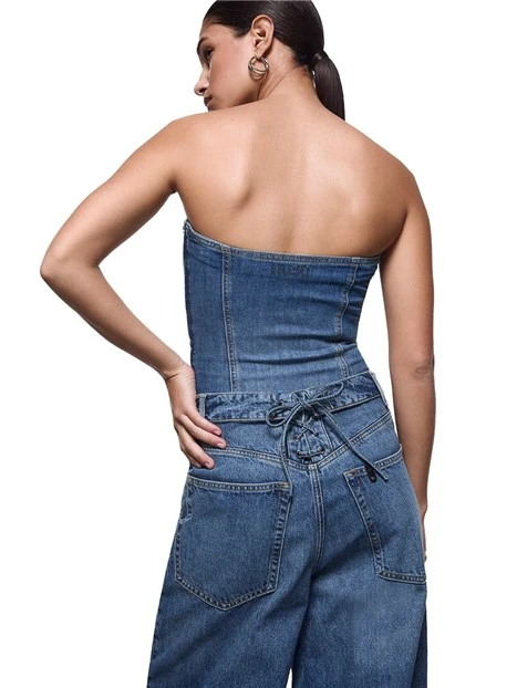 TOP CORSETTO IN DENIM DONNA BLU