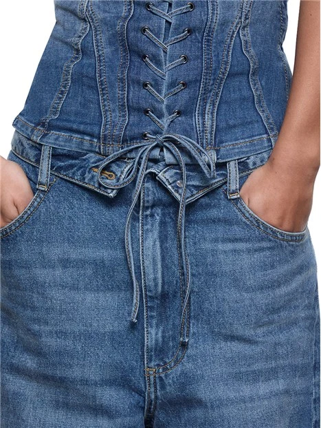 TOP CORSETTO IN DENIM DONNA BLU