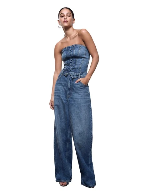 TOP CORSETTO IN DENIM DONNA BLU